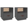 Bedside tables 2 units solid pine wood gray 40x34x45 cm by vidaXL, Nightstands - Ref: Foro24-818300, Price: 71,87 €, Discount: %