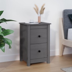 Solid pine wood bedside table in gray, measuring 40x35x61.5 cm. by vidaXL, Nightstands - Ref: Foro24-820950, Price: 68,40 €, ...