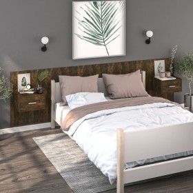 Wall bedside table 2 units smoked oak color by vidaXL, Nightstands - Ref: Foro24-816953, Price: 65,86 €, Discount: %