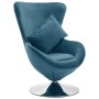 Velvet swivel egg armchair with blue cushion by vidaXL, Armchairs - Ref: Foro24-326210, Price: 249,30 €, Discount: %