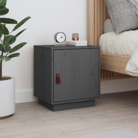 Solid pine wood bedside table in gray, 40x34x45 cm by vidaXL, Nightstands - Ref: Foro24-818279, Price: 38,48 €, Discount: %