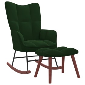 Silla mecedora con reposapiés terciopelo verde oscuro de vidaXL, Mecedoras - Ref: Foro24-328152, Precio: 181,68 €, Descuento: %