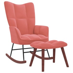 Silla mecedora con reposapiés terciopelo rosa de vidaXL, Mecedoras - Ref: Foro24-328154, Precio: 177,34 €, Descuento: %