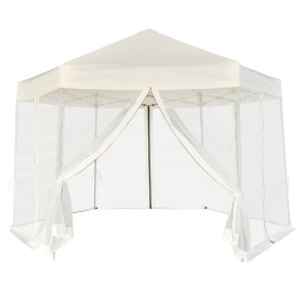 Carpa desplegable hexagonal 6 paredes blanco crema 3,6x3,1m de vidaXL, Carpas y cenadores - Ref: Foro24-42109, Precio: 218,99...