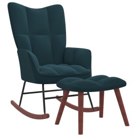 Silla mecedora con reposapiés terciopelo azul de vidaXL, Mecedoras - Ref: Foro24-328160, Precio: 152,68 €, Descuento: %