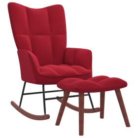 Silla mecedora con reposapiés terciopelo rojo tinto de vidaXL, Mecedoras - Ref: Foro24-328155, Precio: 125,99 €, Descuento: %