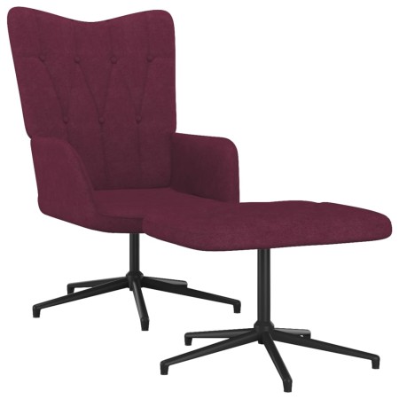 Silla de relajación con taburete de tela morado de vidaXL, Sillones - Ref: Foro24-327588, Precio: 86,99 €, Descuento: %