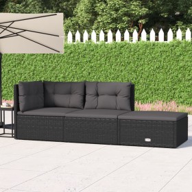 3-teiliges Gartenmöbel-Set und schwarze synthetische Rattankissen von vidaXL, Gartensets - Ref: Foro24-319591, Preis: 235,99 ...