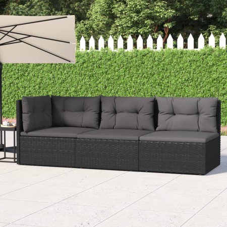 3-teiliges Gartenmöbel-Set und schwarze synthetische Rattankissen von vidaXL, Gartensets - Ref: Foro24-319592, Preis: 270,63 ...