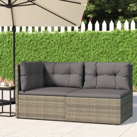 Gartenmöbel-Set 2-teilig mit grauen synthetischen Rattankissen von vidaXL, Gartensets - Ref: Foro24-319603, Preis: 183,99 €, ...