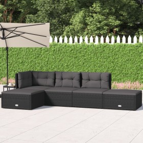 5-teiliges Gartenmöbel-Set und schwarze synthetische Rattankissen von vidaXL, Gartensets - Ref: Foro24-319593, Preis: 380,99 ...