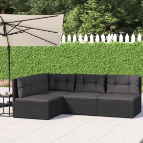 Gartenset mit Kissen 4-teilig synthetisches Rattan schwarz von vidaXL, Gartensets - Ref: Foro24-319594, Preis: 327,00 €, Raba...