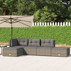 5-piece garden furniture set with gray synthetic rattan cushions by vidaXL, Garden sets - Ref: Foro24-319606, Price: 366,18 €...