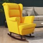 Silla mecedora patas de madera de caucho terciopelo amarillo de vidaXL, Mecedoras - Ref: Foro24-329370, Precio: 209,18 €, Des...