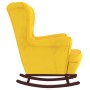 Silla mecedora patas de madera de caucho terciopelo amarillo de vidaXL, Mecedoras - Ref: Foro24-329370, Precio: 209,18 €, Des...