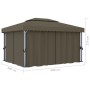 Pavillon mit Vorhang und taupefarbenem Aluminium-LED-Lichtband 4x3 m von vidaXL, Zelte und Pavillons - Ref: Foro24-3070357, P...