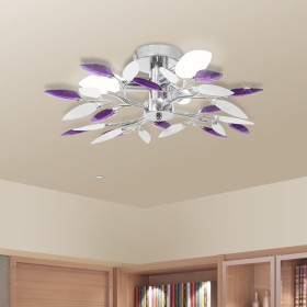 Ceiling lamp with white and purple leaf glass arms by vidaXL, ceiling lights - Ref: Foro24-240981, Price: 38,20 €, Discount: %