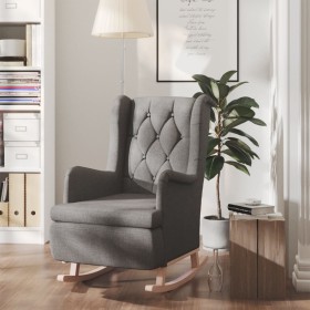 Armchair with solid wood rocking legs, rubber, light gray fabric. by vidaXL, Armchairs - Ref: Foro24-329405, Price: 226,09 €,...