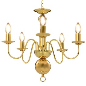 Golden chandelier with 5 E14 bulbs by vidaXL, chandeliers - Ref: Foro24-281617, Price: 74,99 €, Discount: %