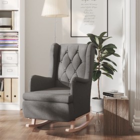 Armchair with rocking legs, rubber wood, dark gray fabric by vidaXL, Armchairs - Ref: Foro24-329406, Price: 213,99 €, Discoun...