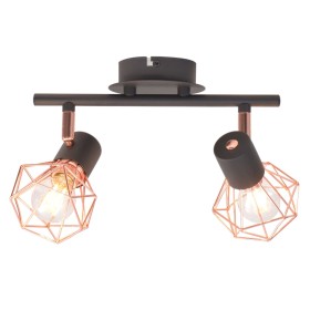 Lámpara de techo con 2 focos E14 negra y cobre de vidaXL, Apliques de techo - Ref: Foro24-244389, Precio: 27,99 €, Descuento: %