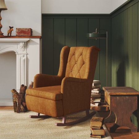 Armchair with rocking legs in brown velvet rubber wood by vidaXL, Armchairs - Ref: Foro24-329403, Price: 222,54 €, Discount: %