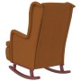 Sillón con patas mecedoras madera de caucho terciopelo marrón de vidaXL, Sillones - Ref: Foro24-329403, Precio: 222,54 €, Des...