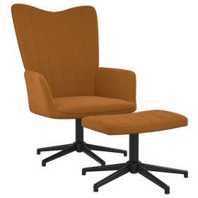 Brown velvet relaxation chair with footrest by vidaXL, Armchairs - Ref: Foro24-327718, Price: 88,41 €, Discount: %