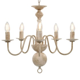 Antique white chandelier 5 x E14 bulbs by vidaXL, chandeliers - Ref: Foro24-281614, Price: 72,70 €, Discount: %