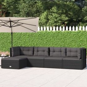 5-teiliges Gartenmöbel-Set und schwarze synthetische Rattankissen von vidaXL, Gartensets - Ref: Foro24-319599, Preis: 417,99 ...