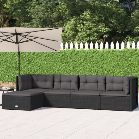 5-teiliges Gartenmöbel-Set und schwarze synthetische Rattankissen von vidaXL, Gartensets - Ref: Foro24-319599, Preis: 417,05 ...