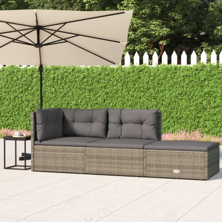 3-piece garden furniture set with gray synthetic rattan cushions by vidaXL, Garden sets - Ref: Foro24-319604, Price: 256,99 €...