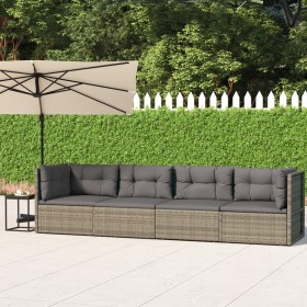 4-piece garden furniture set and gray synthetic rattan cushions by vidaXL, Garden sets - Ref: Foro24-319611, Price: 356,80 €,...