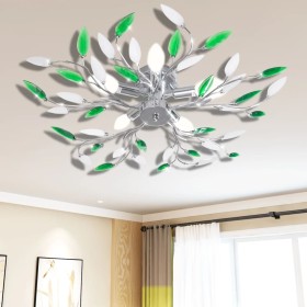 Ceiling lamp in the shape of a leaf made of glass with 5 E14 green and white bulbs. by vidaXL, ceiling lights - Ref: Foro24-2...