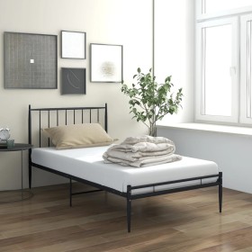 Black metal bed frame 90x200 cm by vidaXL, Beds and slatted bases - Ref: Foro24-325009, Price: 89,99 €, Discount: %