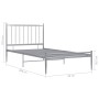 Estructura de cama de metal gris 90x200 cm de vidaXL, Camas y somieres - Ref: Foro24-325011, Precio: 89,99 €, Descuento: %