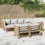 Set de muebles de jardín 10 piezas bambú y cojines gris claro de vidaXL, Conjuntos de jardín - Ref: Foro24-3155096, Precio: 8...