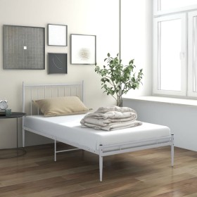 Estructura de cama de metal blanco 90x200 cm de vidaXL, Camas y somieres - Ref: Foro24-325010, Precio: 82,56 €, Descuento: %