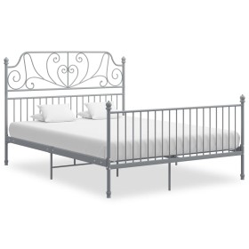 Gray metal bed frame 160x200 cm by vidaXL, Beds and slatted bases - Ref: Foro24-324855, Price: 200,12 €, Discount: %