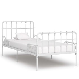 Bed frame with white metal slatted base 90x200 cm by vidaXL, Beds and slatted bases - Ref: Foro24-284601, Price: 98,06 €, Dis...