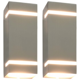 Outdoor wall lamps 2 pcs 35 W silver semicircular by vidaXL, Outdoor lighting - Ref: Foro24-45651, Price: 40,73 €, Discount: %