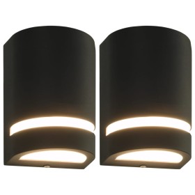 Lámparas de pared de exterior 2 uds 35 W negro semicircular de vidaXL, Iluminación de exterior - Ref: Foro24-45648, Precio: 3...