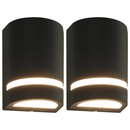 Lámparas de pared de exterior 2 uds 35 W negro semicircular de vidaXL, Iluminación de exterior - Ref: Foro24-45648, Precio: 3...