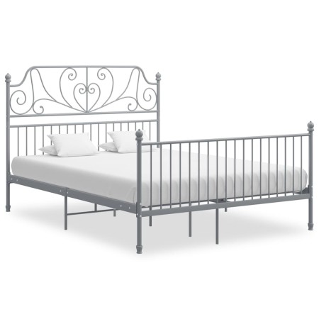 Gray metal bed frame 140x200 cm by vidaXL, Beds and slatted bases - Ref: Foro24-324852, Price: 152,99 €, Discount: %