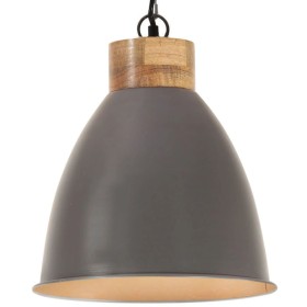 Industrielle Hängelampe aus grauem Eisen und Holz, 35 cm, E27 von vidaXL, Lampen - Ref: Foro24-320887, Preis: 51,99 €, Rabatt: %