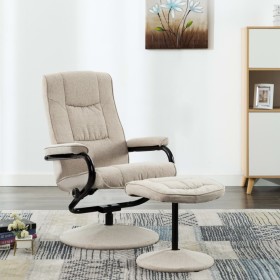 Sillón reclinable con reposapiés de tela color crema de vidaXL, Sillones - Ref: Foro24-249310, Precio: 181,69 €, Descuento: %