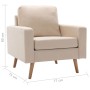 Sillón de tela color crema de vidaXL, Sillones - Ref: Foro24-288696, Precio: 197,06 €, Descuento: %