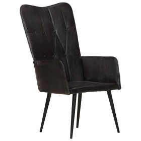 Sillón orejero de cuero auténtico negro de vidaXL, Sillones - Ref: Foro24-339650, Precio: 104,64 €, Descuento: %