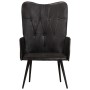 Sillón orejero de cuero auténtico negro de vidaXL, Sillones - Ref: Foro24-339650, Precio: 106,33 €, Descuento: %