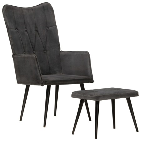 Vintage black canvas wing chair with footrest by vidaXL, Armchairs - Ref: Foro24-339670, Price: 92,24 €, Discount: %